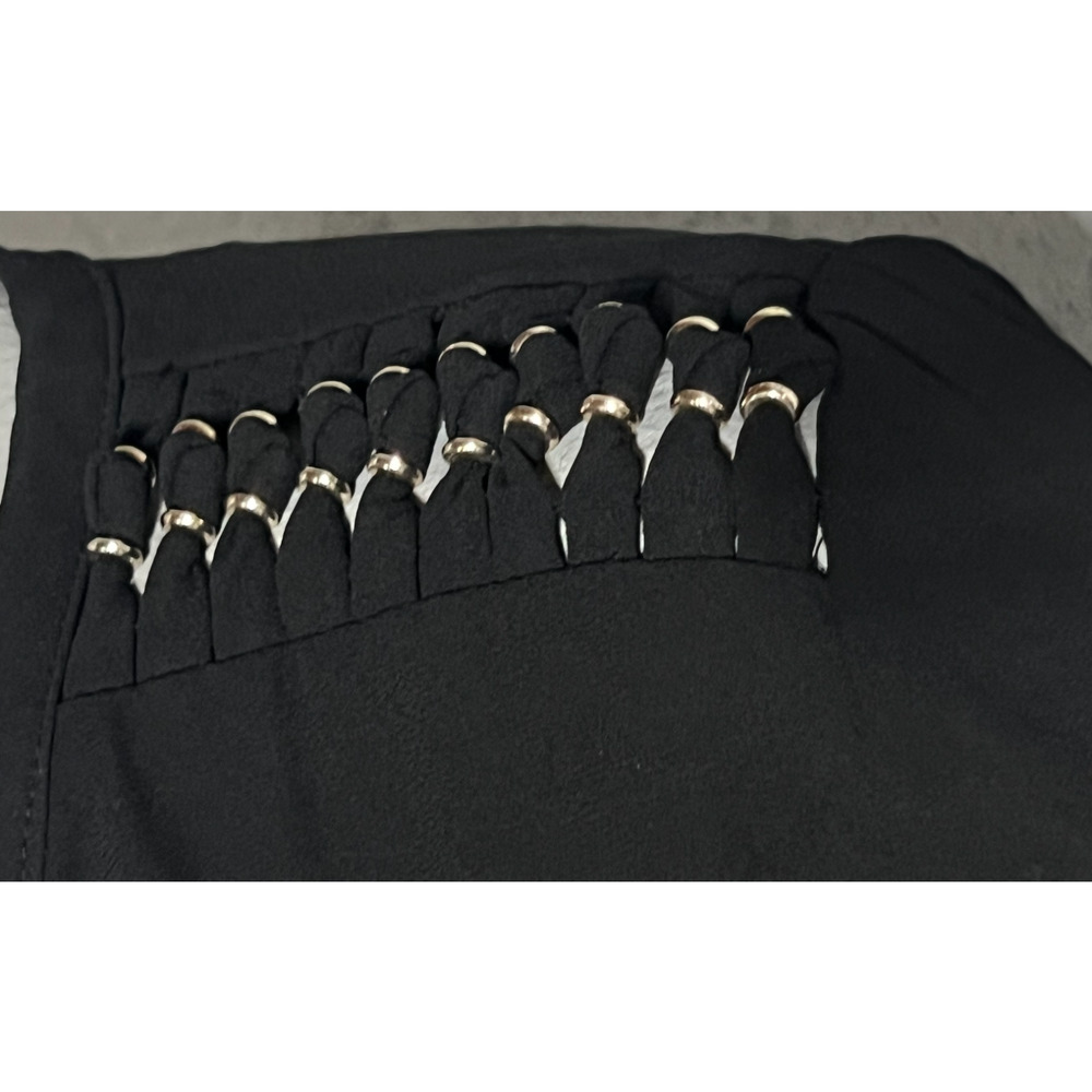 NEW WHITE HOUSE BLACK MARKET WHBM BLACK BEADED GODET DRESS SZ 14 - Picture 6 of 12